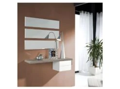 Meuble D'entrée Chêne Clair/Blanc + Miroir - POSTI