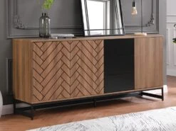 Buffet 3 Portes Et 3 Tiroirs - MDF - Naturel Et Noir - CARATANA 16 Buffet 3 Portes Et 3 Tiroirs - MDF - Naturel Et Noir - CARATANA -Mobilia Boutique buffet 2782083