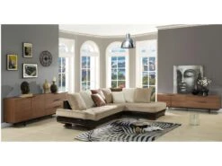 Buffet TAYRON 200cm - 2 Portes & 3 Tiroirs - MDF & Pieds Métal - Coloris Noyer -Mobilia Boutique buffet 300753