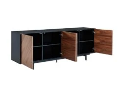 Buffet ISMAEL - 4 Portes - MDF Placage Noyer Et Métal Noir -Mobilia Boutique buffet 315157