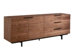 Buffet TAYRON 200cm - 2 Portes & 3 Tiroirs - MDF & Pieds Métal - Coloris Noyer -Mobilia Boutique buffet 329497