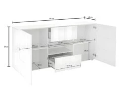 Buffet CALISTO - LEDs - 2 Portes & 2 Tiroirs - Blanc Laqué -Mobilia Boutique buffet 381733
