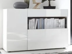 Buffet ALTAIR - 2 Portes & 1 Tiroir - Coloris : Blanc Laqué -Mobilia Boutique buffet 381817