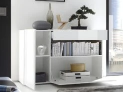 Buffet ALTAIR - 2 Portes & 1 Tiroir - Coloris : Blanc Laqué -Mobilia Boutique buffet 381819