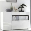 Buffet ALTAIR - 2 Portes & 1 Tiroir - Coloris : Blanc Laqué -Mobilia Boutique buffet 381821