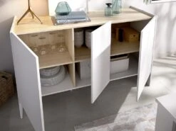 Buffet CHERIFA - 3 Portes - Coloris : Blanc & Chêne -Mobilia Boutique buffet 382257