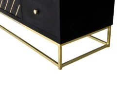 Buffet Art Déco PRISMIN - 3 Tiroirs & 2 Portes - Bois De Manguier Et Métal - Noir Et Doré -Mobilia Boutique buffet 387479