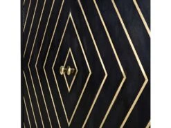 Buffet Art Déco PRISMIN - 3 Tiroirs & 2 Portes - Bois De Manguier Et Métal - Noir Et Doré -Mobilia Boutique buffet 387481