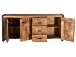 Buffet HARLEM - 3 Portes Et 3 Tiroirs - Bois De Manguier & Métal -Mobilia Boutique buffet 392811