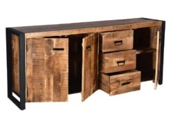 Buffet HARLEM - 3 Portes Et 3 Tiroirs - Bois De Manguier & Métal -Mobilia Boutique buffet 392817