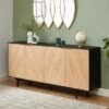 Buffet - 4 Portes - MDF Et Métal - Coloris : Naturel Clair Et Noir - LOBNA -Mobilia Boutique buffet 4004829