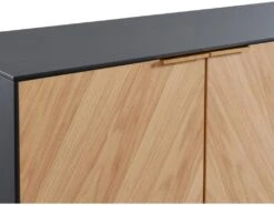 Buffet - 4 Portes - MDF Et Métal - Coloris : Naturel Clair Et Noir - LOBNA -Mobilia Boutique buffet 4004833