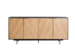 Buffet - 4 Portes - MDF Et Métal - Coloris : Naturel Clair Et Noir - LOBNA -Mobilia Boutique buffet 4004839