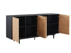 Buffet - 4 Portes - MDF Et Métal - Coloris : Naturel Clair Et Noir - LOBNA -Mobilia Boutique buffet 4004841