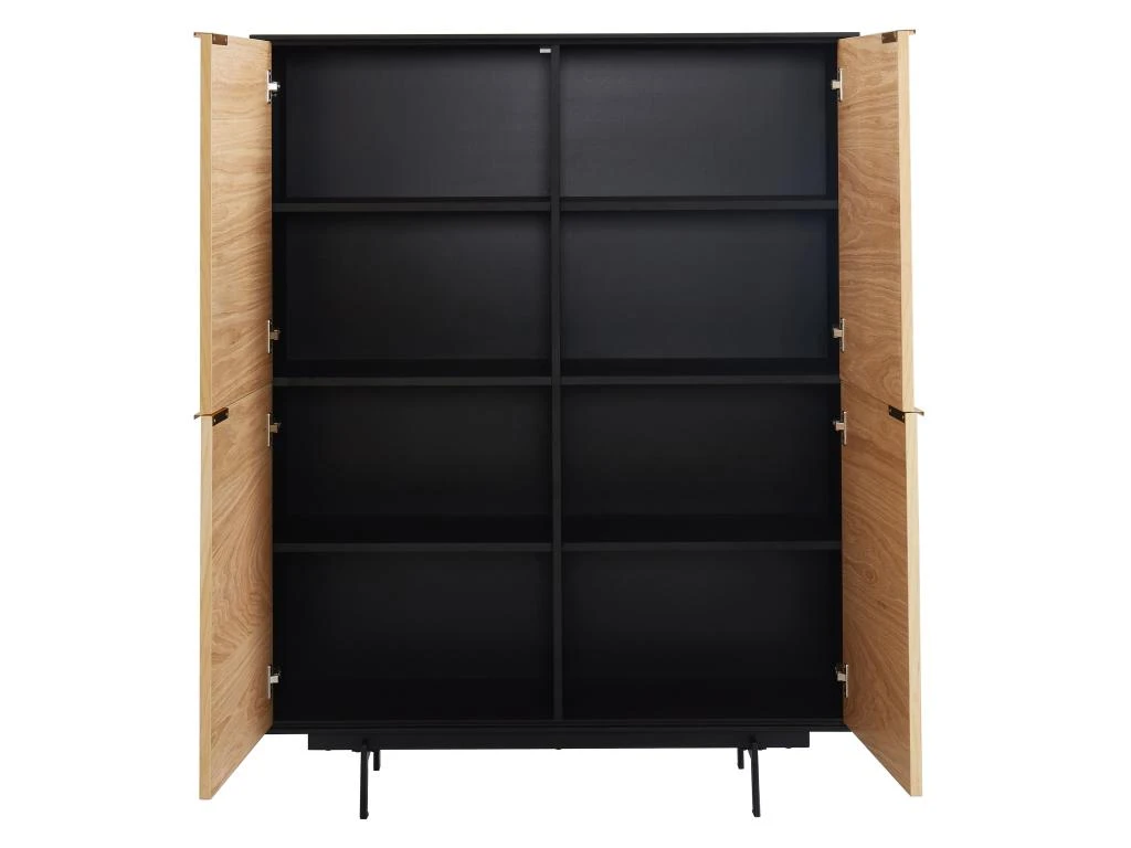 Buffet Haut Avec 4 Portes En MDF Et Métal - Coloris : Naturel Clair Et Noir - LOBNA 8 Buffet Haut Avec 4 Portes En MDF Et Métal - Coloris : Naturel Clair Et Noir - LOBNA – Image 6