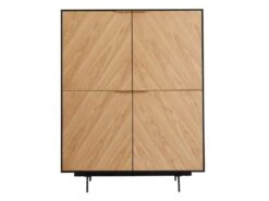 Buffet Haut Avec 4 Portes En MDF Et Métal - Coloris : Naturel Clair Et Noir - LOBNA 13 Buffet Haut Avec 4 Portes En MDF Et Métal - Coloris : Naturel Clair Et Noir - LOBNA -Mobilia Boutique buffet 4005105