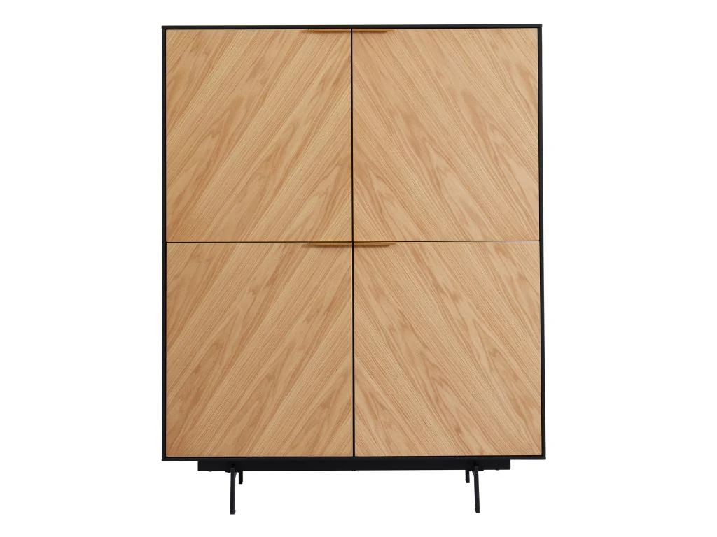 Buffet Haut Avec 4 Portes En MDF Et Métal - Coloris : Naturel Clair Et Noir - LOBNA 6 Buffet Haut Avec 4 Portes En MDF Et Métal - Coloris : Naturel Clair Et Noir - LOBNA – Image 4