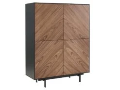 Buffet Haut Avec 4 Portes En MDF Et Métal - Coloris : Naturel Foncé Et Noir - LOBNA -Mobilia Boutique buffet 4005143