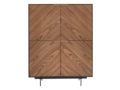 Buffet Haut Avec 4 Portes En MDF Et Métal - Coloris : Naturel Foncé Et Noir - LOBNA -Mobilia Boutique buffet 4005153