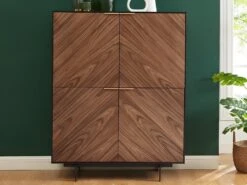 Buffet Haut Avec 4 Portes En MDF Et Métal - Coloris : Naturel Foncé Et Noir - LOBNA -Mobilia Boutique buffet 4046251