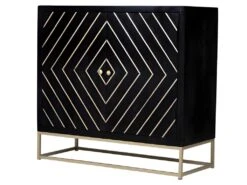Buffet Art Déco PRISMIN - 2 Portes - Bois De Manguier Et Métal - Noir Et Doré -Mobilia Boutique buffet 406495