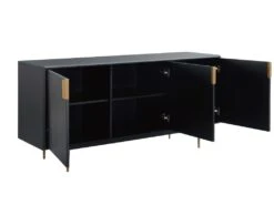 Buffet - 3 Portes - MDF Et Métal - Coloris : Noir Et Doré - LIKANA -Mobilia Boutique buffet 4157633