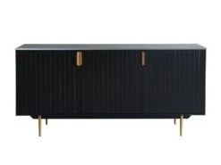 Buffet - 3 Portes - MDF Et Métal - Coloris : Noir Et Doré - LIKANA -Mobilia Boutique buffet 4157639