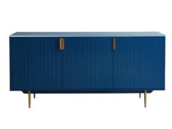 Buffet - 3 Portes - MDF Et Métal - Coloris : Bleu Et Doré - LIKANA -Mobilia Boutique buffet 4158211