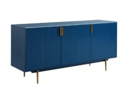 Buffet - 3 Portes - MDF Et Métal - Coloris : Bleu Et Doré - LIKANA -Mobilia Boutique buffet 4158221