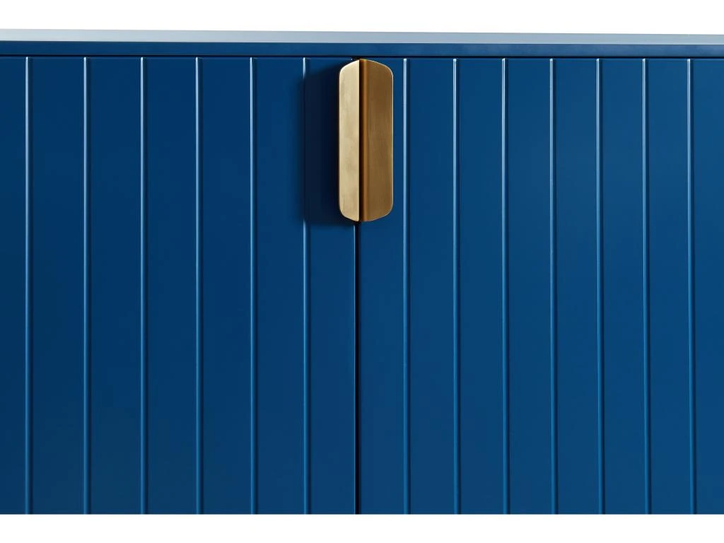 Buffet Haut - 2 Portes - MDF Et Métal - Coloris : Bleu Et Doré - LIKANA 10 Buffet Haut - 2 Portes - MDF Et Métal - Coloris : Bleu Et Doré - LIKANA – Image 8