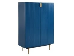 Buffet Haut - 2 Portes - MDF Et Métal - Coloris : Bleu Et Doré - LIKANA 13 Buffet Haut - 2 Portes - MDF Et Métal - Coloris : Bleu Et Doré - LIKANA -Mobilia Boutique buffet 4158233