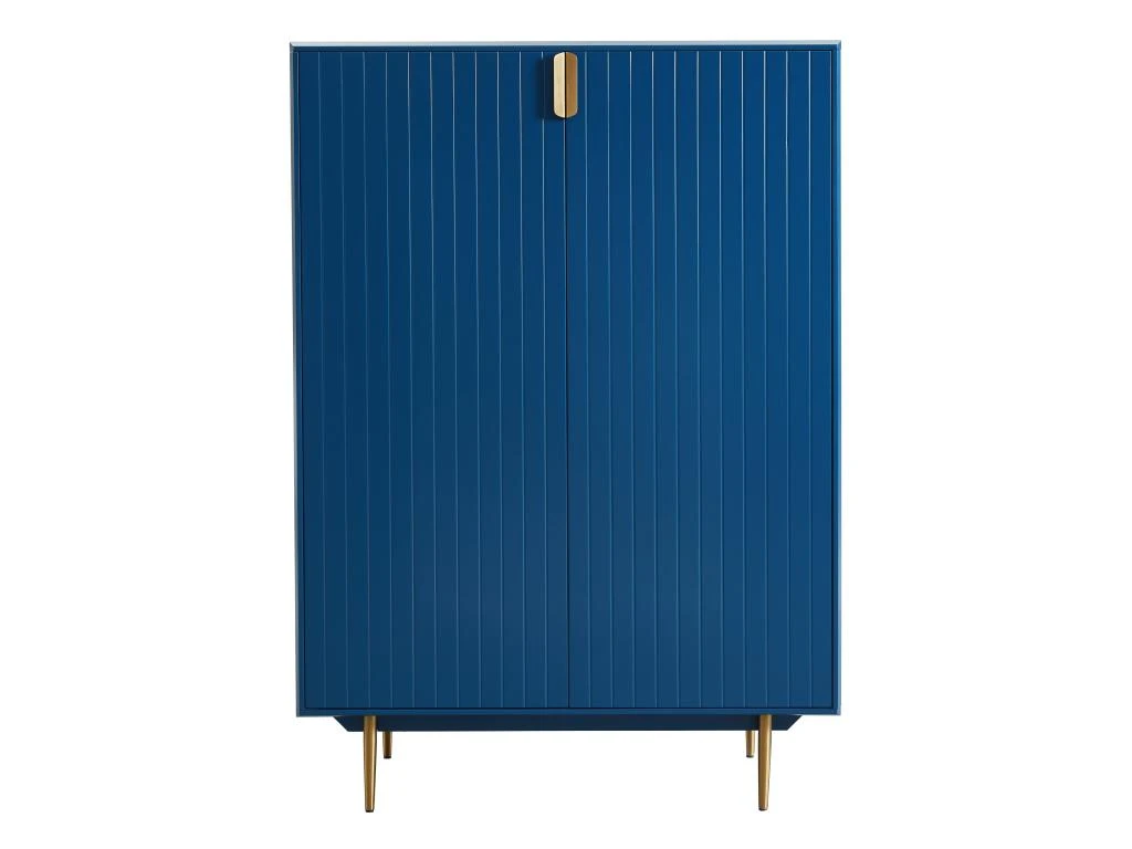 Buffet Haut - 2 Portes - MDF Et Métal - Coloris : Bleu Et Doré - LIKANA 6 Buffet Haut - 2 Portes - MDF Et Métal - Coloris : Bleu Et Doré - LIKANA – Image 4