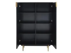 Buffet Haut - 2 Portes - MDF Et Métal - Coloris : Noir Et Doré - LIKANA -Mobilia Boutique buffet 4158533