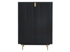 Buffet Haut - 2 Portes - MDF Et Métal - Coloris : Noir Et Doré - LIKANA -Mobilia Boutique buffet 4158535