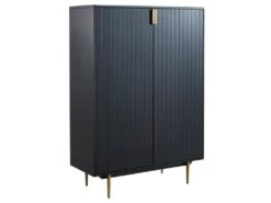 Buffet Haut - 2 Portes - MDF Et Métal - Coloris : Noir Et Doré - LIKANA -Mobilia Boutique buffet 4158541