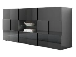 Buffet CALISTO - LEDs - 2 Portes & 2 Tiroirs - Anthracite Laqué -Mobilia Boutique buffet 418307