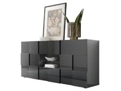 Buffet CALISTO - LEDs - 2 Portes & 2 Tiroirs - Anthracite Laqué -Mobilia Boutique buffet 418309
