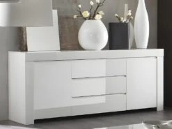 Buffet CETARA - 2 Portes & 3 Tiroirs - Blanc Laqué -Mobilia Boutique buffet 422977