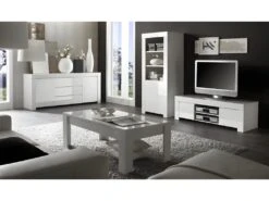 Buffet CETARA - 2 Portes & 3 Tiroirs - Blanc Laqué -Mobilia Boutique buffet 422991