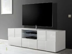 Ensemble Meuble TV + Buffet - Blanc Laqué - Séjour Lumineux CALISTO -Mobilia Boutique buffet 428083
