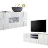 Ensemble Meuble TV + Buffet - Blanc Laqué - Séjour Lumineux CALISTO -Mobilia Boutique buffet 432241