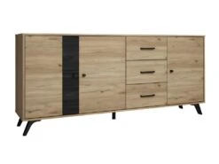 Buffet PORTLAND - 3 Tiroirs Et 3 Portes - Coloris : Chêne Et Noir -Mobilia Boutique buffet 432415