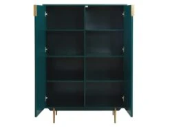 Buffet Haut - 2 Portes - MDF Et Métal - Coloris : Vert Et Doré - LIKANA -Mobilia Boutique buffet 4372023