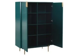 Buffet Haut - 2 Portes - MDF Et Métal - Coloris : Vert Et Doré - LIKANA -Mobilia Boutique buffet 4372033