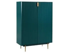 Buffet Haut - 2 Portes - MDF Et Métal - Coloris : Vert Et Doré - LIKANA -Mobilia Boutique buffet 4372035