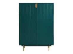Buffet Haut - 2 Portes - MDF Et Métal - Coloris : Vert Et Doré - LIKANA -Mobilia Boutique buffet 4372039