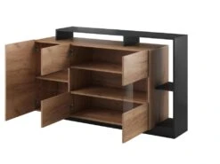 Buffet 3 Portes Et 3 Niches - Avec LEDs - Coloris : Naturel Et Anthracite - IDESIA 10 Buffet 3 Portes Et 3 Niches - Avec LEDs - Coloris : Naturel Et Anthracite - IDESIA -Mobilia Boutique buffet 4381327