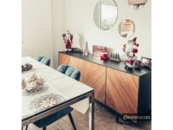 Buffet ISMAEL - 4 Portes - MDF Placage Noyer Et Métal Noir -Mobilia Boutique buffet 452593