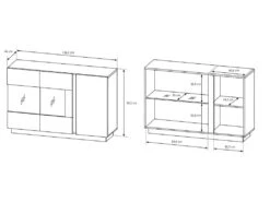 Buffet MURARI - 3 Portes - Avec LEDs - Blanc Brillant Et Chêne -Mobilia Boutique buffet 466523