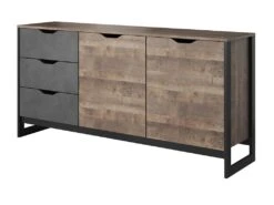 Buffet LAONILE - 2 Portes Et 3 Tiroirs - Noyer Et Anthracite -Mobilia Boutique buffet 476027